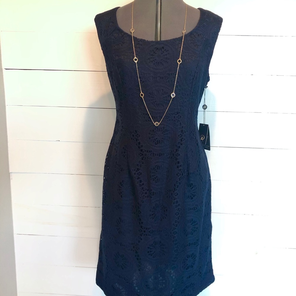 NWT Navy Lace Shift by Adrianna Papell